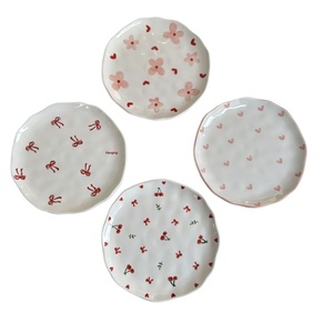 Plato <span class=keywords><strong>de</strong></span> Postre <span class=keywords><strong>de</strong></span> Cerámica Irregular <span class=keywords><strong>de</strong></span> 8 Pulgadas, Estilo Ins, Hecho a Mano, Pintado a Mano, Apto para Microondas, Vajilla <span class=keywords><strong>de</strong></span> Porcelana - Product Image 1