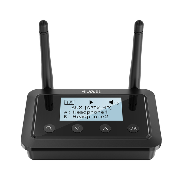 Upgraded 1Mii B03+ Bluetooth 5.2 Audio Transmitter and Receiver with Screen 3.5mm AUX & OPTICAL 3 in 1 Long Range Adapter for TV
