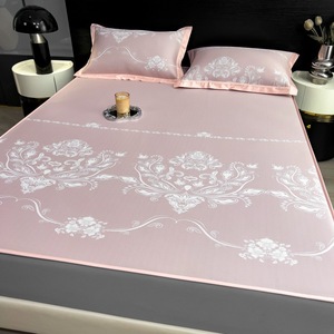 Ice <b>Silk</b> Cooling Mat <b>Set</b> Jacquard Weave Fitted Sheet Summer <b>Bedding</b> Soft Breathable Mattress Pad 3 Piece <b>Set</b> - Product Image 1