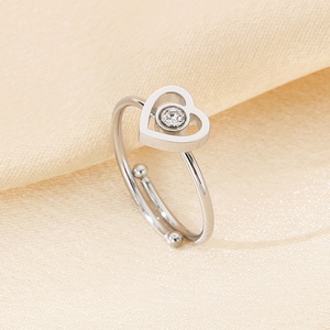 Anillo de Dedo con Diseño de Lazo Dulce, 3 Colores, Acero Inoxidable, Ajustable, Banda Abierta, Venta al Por Mayor - Product Image 1