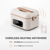 Boîte à lunch électrique rechargeable sans fil, chauffe-plat portable auto-chauffant en acier inoxydable, capacité 1L, pour réceptionniste, bureau d'accueil