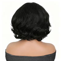 Perruque synthétique courte bouclée Yaki de 12 pouces, ondulée, super douce, en fibre résistante à la chaleur, sans colle, pour femmes noires - Vente en gros