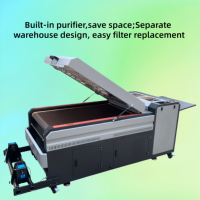 Eizoulyn Recyclage automatique de poudre UV DTF 24 pouces, secoueur de poudre purifié par la fumée, secoueur vertical, machine à secouer avec imprimante pour t-shirts