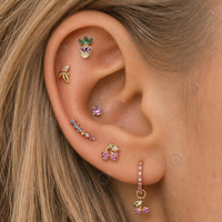 Gemnel 2026 Zomercollectie 925 Zilver Fruit Piercing Sieraden Kleurrijke Zirkoon Watermeloen Ananas Platte Achterkant Oorknopjes