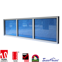 Fenêtre panoramique incurvée en aluminium de grande taille, fixe, insonorisée, résistante aux ouragans, à double vitrage, conforme aux normes NFRC, Superhouse