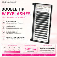 STARSCOLORS Extensions de cils préfabriquées en éventail croisé double couche 3D 4D 5D en forme de W, plateaux d'extensions de cils trèfle