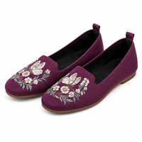 2026 Mocassins Femme Broderie Papillon Et Fleurs Dessus Tricot Volant Sans Lacets Semelle Extérieure PVC Flexible Chaussures Pla