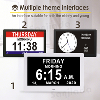 Jam Alarm Digital Kalender 10.1/7 Inci dengan Hari dan Tanggal untuk Lansia, 8 Alarm, Bingkai Foto Digital untuk Manula