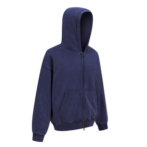 Sudadera con Capucha Personalizada de Corte Cuadrado, 370 g/m², Felpa, con Cierre, Lavado Ácido, Estilo Vintage, Impresión DTG y Bordado de Alta Calidad - Product Image 3