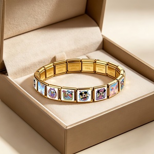 New Design Trendy Italian Charm Link Stainless Steel Zircon Cute Style Cartoon Character Customized DIY Charm <b>Bracelet</b> Charms - Product Image 3