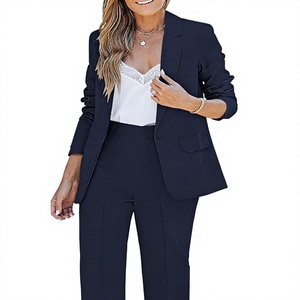 Luvamia Damen Anti-Falten Velours Zweiteiler Anzüge, Lange Hosen, Elegante Business-Casual Professionelle <span class=keywords><strong>Blazer</strong></span>-Sets - Product Image 1
