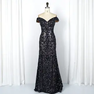 Ultimo disegno ricamato di paillettes al largo della spalla <span class=keywords><strong>vintage</strong></span> vestito da promenade vestiti da sera delle signore europa <span class=keywords><strong>abiti</strong></span> da sera - Product Image 1
