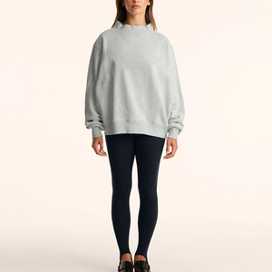 Sudadera de cuello alto para mujer con logo personalizado, 100% algodón suave, estilo urbano, bordada, tipo jersey, forro polar, oversize - Product Image 4