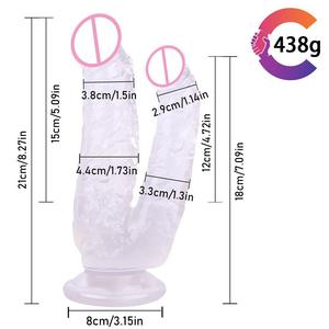 Venta al por mayor nuevos consoladores <span class=keywords><strong>dobles</strong></span> masturbación femenina doble penetración tanto vagina pene grande con ventosa producto erótico juguete sexual - Product Image 5