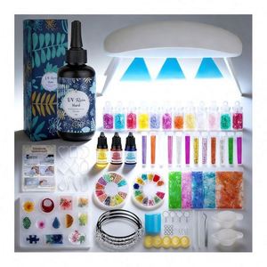 Kit de Bricolage pour Bijoux TOYSRUNNER : Lampe UV LED à Cristal Transparent, Moules en Silicone, Paillettes, Fleurs, Pendentifs et Boucles d'Oreilles - Product Image 1