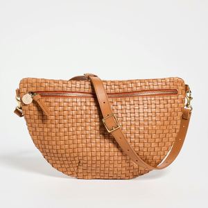 Bolso de Cintura Extra Grande Personalizado para Mujer, de Cuero Vegano Marrón con Patrón Tejido, Cierre de Cremallera, Elegante Bolso Bandolera - Product Image 5