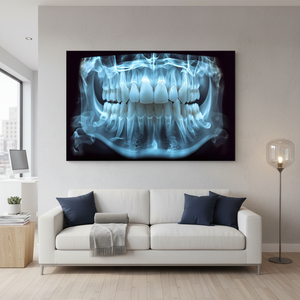 Printed Art Deco Canvas Artwork X-Ray Jaw Design for Dentist Office Wall Hanging <b>Wrapped</b> Panel Canvas - Product Image 3