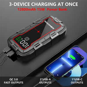 Arrancador de Emergencia Portátil LED para Motocicleta con Banco de Energía de 12800mAh y Corriente Máxima de 2800A - Product Image 5
