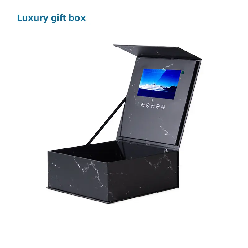 Wholesale high customized 7 inch LCD screen light control video card gift box invitation video packaging box for jewelry