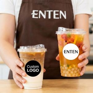 Gobelets jetables personnalisés avec logo, en PET transparent, 10/12/14/16 oz, 89 mm, pour café glacé, avec couvercles - Product Image 1