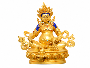 Estatua de Ángel Budista Jambhala de Latón Fundido Hecha a Mano Directo de Fábrica, Divinidad Tibetana de la Riqueza, Serigrafiada y Bañada en Oro para Templo - Product Image 1
