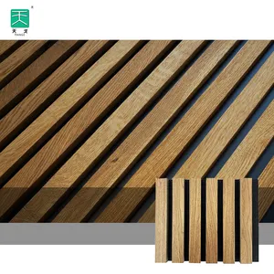 TianGe 3d Model Design Wall And Ceiling Decor Soundproof Slat Wood Polyester Acoustic Sound Panels For Activity Center