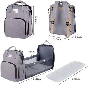 Mochila para pañales de bebé con cambiador, bolsa impermeable multifuncional para bebé con cuna plegable para mamá y papá - Product Image 6