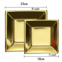 Assiettes carrées jetables en plastique pour sushis, épaisseur 2 mm, 7 et 9 pouces, pour pique-nique, fête, barbecue, bonbons, fruits, salades, steak et restauration rapide