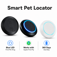 Mini Rastreador GPS Redondo para Mascotas, Localizador Antipérdida con Anillo de Luz LED, Etiqueta de Posicionamiento Inteligente para Collar de Perro o Gato