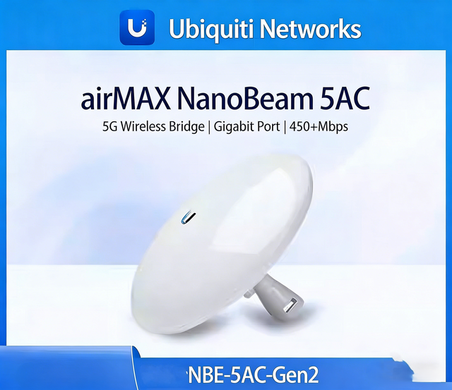 UBNT Ubiquiti NBE-5AC-Gen2 Gigabit Wireless Bridge, High Power, Point-to-Point 5-10 km