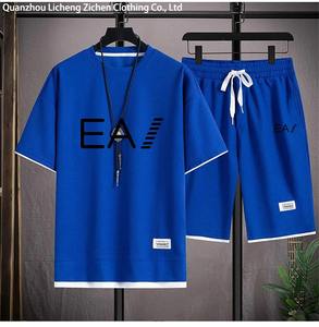 Ensemble deux pièces décontracté pour homme, mode estivale, short en maille respirant avec lettres imprimées, manches courtes amples - Product Image 4