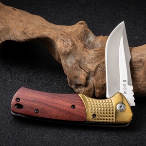 Couteau de poche pliant BRN GOLD personnalisable OEM/DIY, modèle HK FB129, manche en bois, lame ultra-affûtée en acier inoxydable 3CR13 - Product Image 5