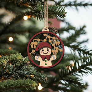 Juego de Adornos Colgantes de Madera con Diseño de Dibujos Animados de Invierno, Santa Claus, Muñeco de Nieve y Hombre de Jengibre, Cortados con Láser, Decoración para Árbol de Navidad, Habitación Infantil - Product Image 2