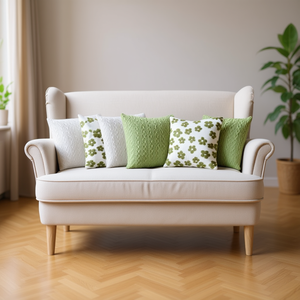 Ensemble de 6 housses de coussin en tricot torsadé Garden Bloom, blanc et vert, coussins décoratifs pour l'intérieur de la maison - Product Image 2