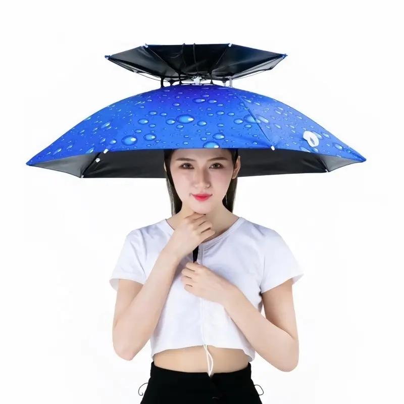 Umbrella Hat Com Mãos Livres Double Canopy Fashion Design Windproof Sunshade Rain Umbrella Frete Grátis