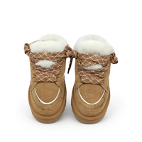 Bottes de neige personnalisées pour femme, à plateforme, à lacets, doublées de laine, à bout fermé, en cuir de vachette, avec semelle en caoutchouc moussé, pour l'hiver et l'exportation