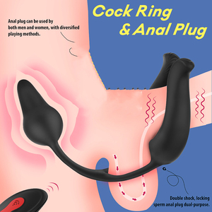 Sex Toy S-hande Anello Fallico Vibrante in Silicone per Uomo, Anello Vibrante per <span class=keywords><strong>Pene</strong></span> e Plug Anale, Massaggiatore Anale con Stimolazione per Uomo - Product Image 1