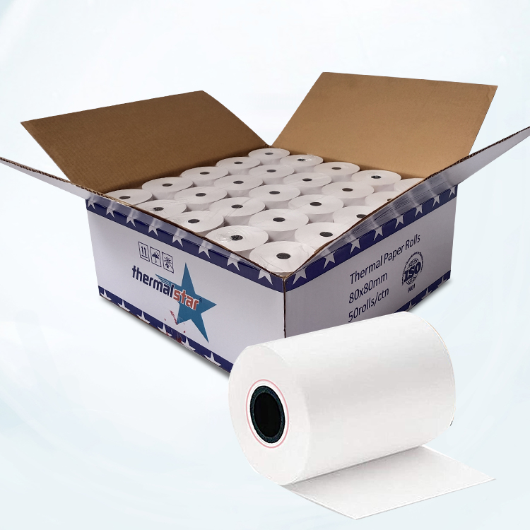 Rollos de papel térmico, 55g/m², 80x80mm, papel de vela