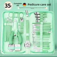 Longhui German Seiko 35 en 1, ensemble de coupe-ongles en acier inoxydable et acier au carbone, ensemble complet pour la maison, kit de manucure et pédicure complet