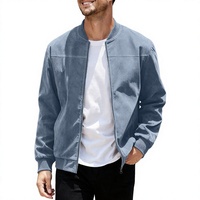 Veste zippée décontractée unie en daim-velours pour homme, style punk sportif, col montant, grande taille, extensible, pour hommes européens et américains
