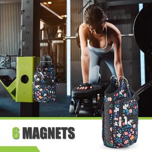Magnetic <b>Water</b> <b>Bottle</b> Holder Gym <b>Water</b> <b>Bottle</b> Carrier Bag with Phone Pocket Handle Shoulder <b>Strap</b> 6 Built-in Magnet Pouch Sleeve - Product Image 4