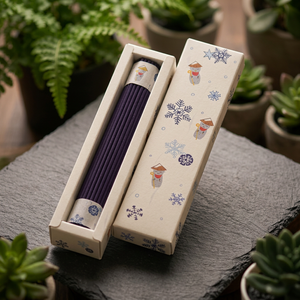 ENGIMONO Japanese Buddhist Altar Incense Snow Jizo Hasegawa Lavender Scented Bamboo Sticks 50 Count Religious Snowflakes Design - Product Image 4