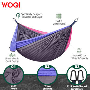 Hamaca Portátil para Acampar Woqi, Tela de Nailon, para 2 Personas, Viajes al Aire Libre, Senderismo, con Mosquetón, Diseño Minimalista - Product Image 4
