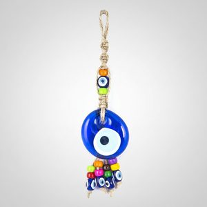 Adorno de Pared con Cuentas de Ojo Turco de Cristal con Borlas de Mimbre y Pequeño Ojo Turco de Plástico - Product Image 2