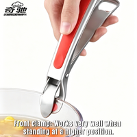 Penjepit Mangkuk Anti Panas dari Baja Tahan Karat 304, Penjepit Piring Tahan Panas, Penjepit Piring Panas Anti Selip dari Silikon untuk Peralatan Dapur