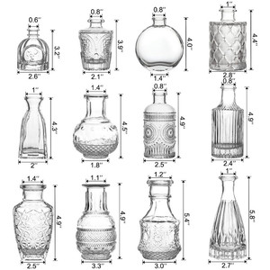 Mini vase à bourgeons transparents ensemble de 12 petits vases à fleurs pour bouteilles en verre de style gaufré pour décor de <span class=keywords><strong>table</strong></span> de <span class=keywords><strong>mariage</strong></span> rustique - Product Image 2