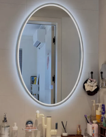 Miroir de salle de bain mural intelligent à cadre argenté de style elliptique