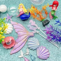 Décorations de gâteaux en pâte polymère motif sirène de la série Cartoon Design pour fêtes d'anniversaire, tables de desserts et accents de pâtisserie