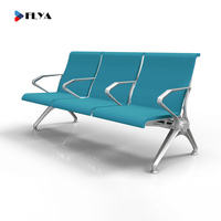 Chaise d'attente Flya en métal avec coussin PU pour 3, 4 ou 5 places, idéale pour hôpitaux, gares et aéroports - Vente en gros