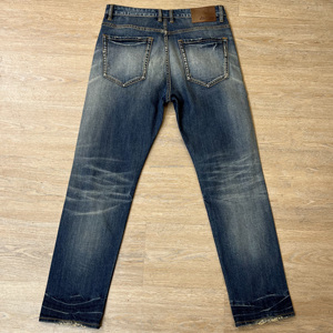 <span class=keywords><strong>Jeans</strong></span> Masculinos <span class=keywords><strong>Blue</strong></span> Dot Custom Heavyweight Selvedge de Cintura Alta, Ecológicos, com Rebites, Vintage, Lavados, Desgastados, Corte Reto, Estilo Streetwear - Product Image 2